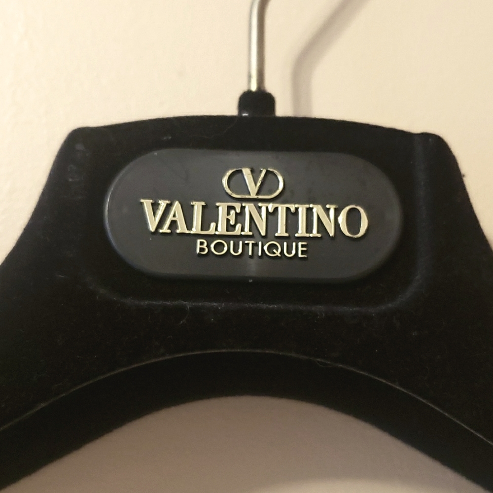 VALENTINO Boutique Black Velvet Gold Hook Logo Hanger